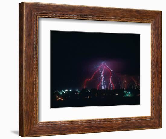 Lightning Over Boulder, CO-Chris Rogers-Framed Photographic Print