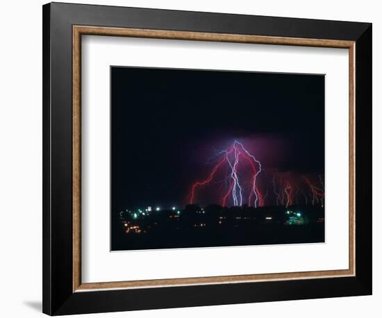 Lightning Over Boulder, CO-Chris Rogers-Framed Photographic Print