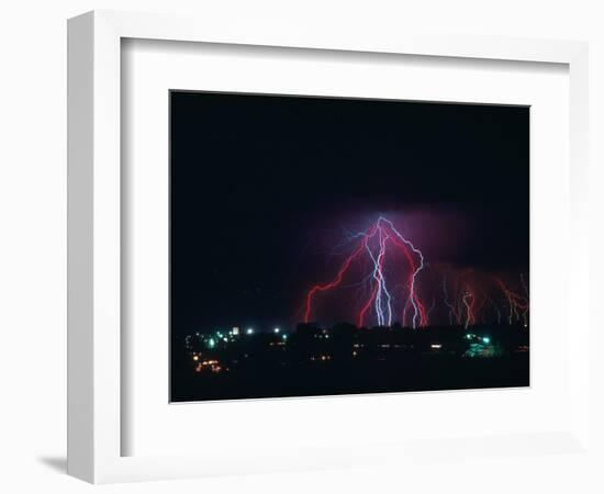 Lightning Over Boulder, CO-Chris Rogers-Framed Photographic Print