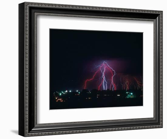 Lightning Over Boulder, CO-Chris Rogers-Framed Photographic Print