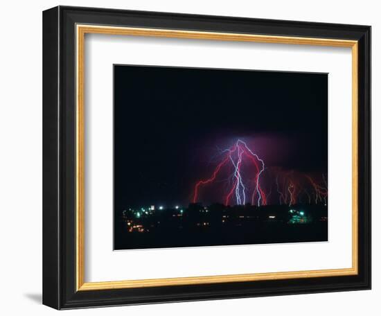 Lightning Over Boulder, CO-Chris Rogers-Framed Photographic Print