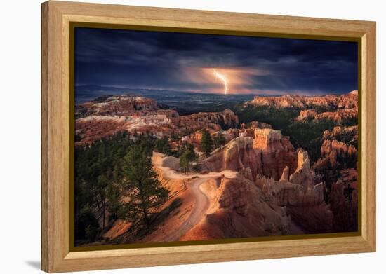 Lightning over Bryce Canyon-Stefan Mitterwallner-Framed Premier Image Canvas