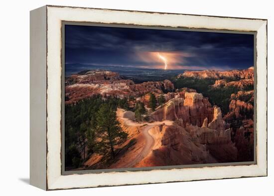 Lightning over Bryce Canyon-Stefan Mitterwallner-Framed Premier Image Canvas