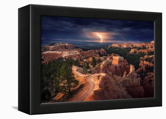 Lightning over Bryce Canyon-Stefan Mitterwallner-Framed Premier Image Canvas