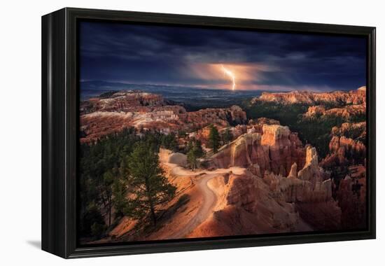 Lightning over Bryce Canyon-Stefan Mitterwallner-Framed Premier Image Canvas