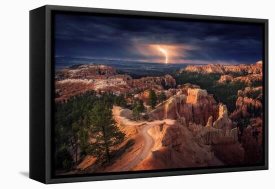 Lightning over Bryce Canyon-Stefan Mitterwallner-Framed Premier Image Canvas