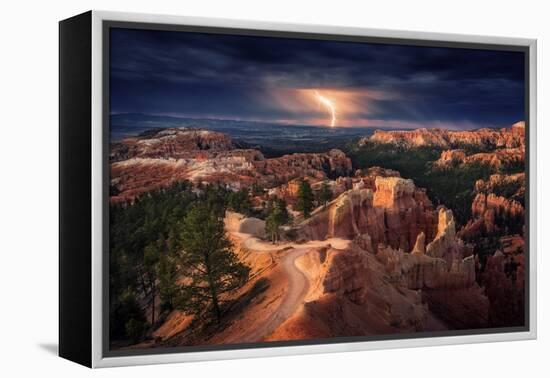 Lightning over Bryce Canyon-Stefan Mitterwallner-Framed Premier Image Canvas