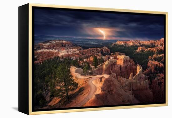 Lightning over Bryce Canyon-Stefan Mitterwallner-Framed Premier Image Canvas