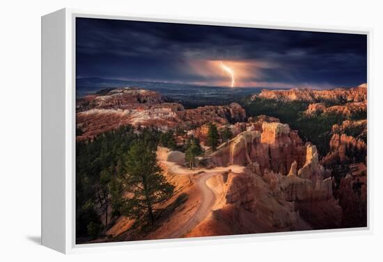 Lightning over Bryce Canyon-Stefan Mitterwallner-Framed Premier Image Canvas