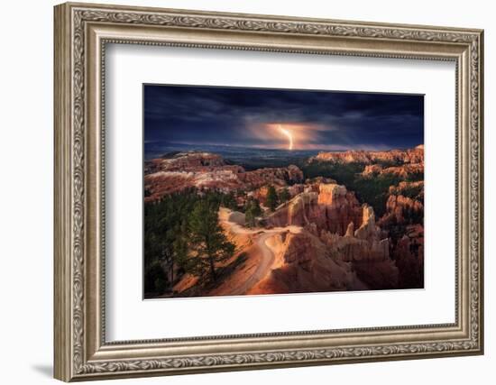 Lightning over Bryce Canyon-Stefan Mitterwallner-Framed Photographic Print