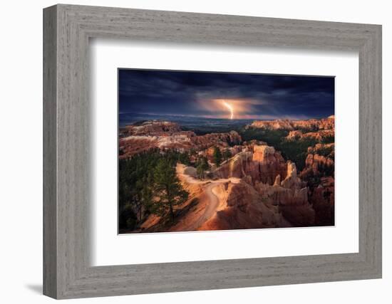 Lightning over Bryce Canyon-Stefan Mitterwallner-Framed Photographic Print