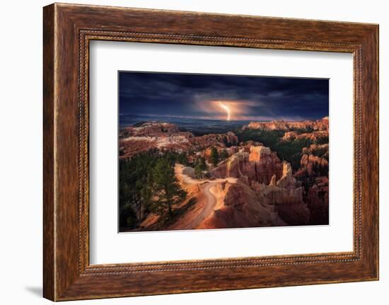 Lightning over Bryce Canyon-Stefan Mitterwallner-Framed Photographic Print