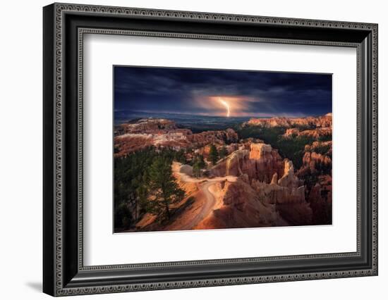 Lightning over Bryce Canyon-Stefan Mitterwallner-Framed Photographic Print