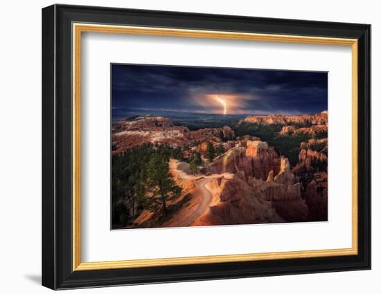 Lightning over Bryce Canyon-Stefan Mitterwallner-Framed Photographic Print