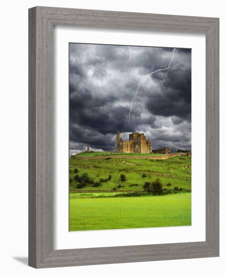 Lightning over Ruins of the Rock of Cashel, Tipperary County, Ireland-Jaynes Gallery-Framed Photographic Print