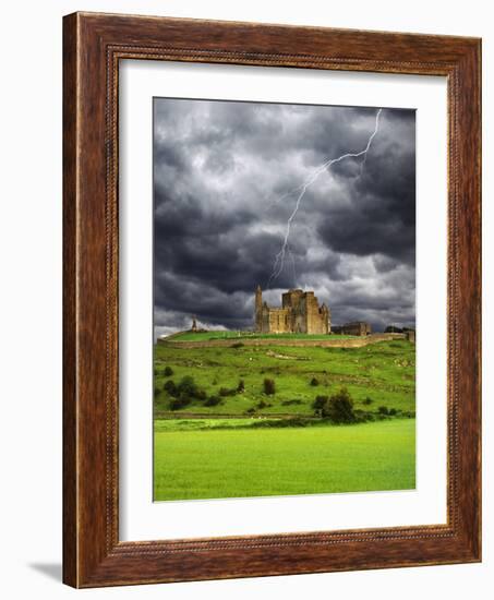 Lightning over Ruins of the Rock of Cashel, Tipperary County, Ireland-Jaynes Gallery-Framed Photographic Print