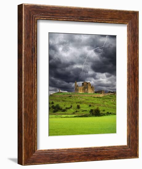 Lightning over Ruins of the Rock of Cashel, Tipperary County, Ireland-Jaynes Gallery-Framed Photographic Print