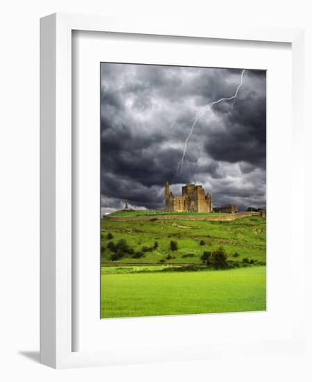 Lightning over Ruins of the Rock of Cashel, Tipperary County, Ireland-Jaynes Gallery-Framed Photographic Print