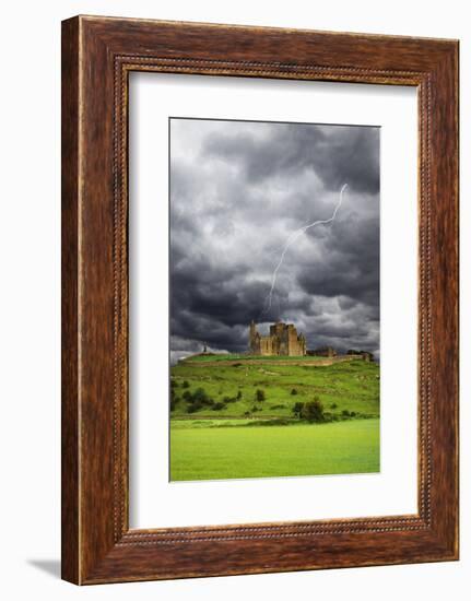 Lightning over Ruins of the Rock of Cashel, Tipperary County, Ireland-Jaynes Gallery-Framed Photographic Print