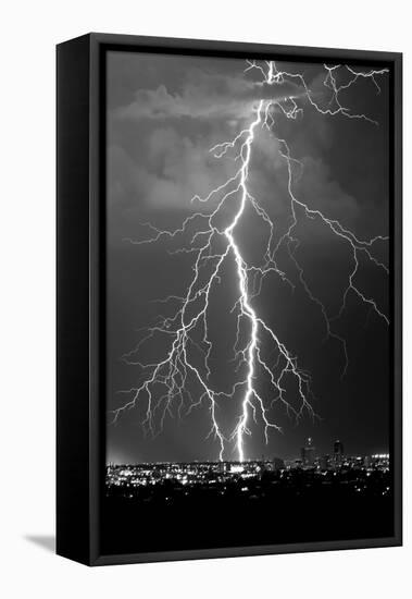 Lightning Portrait BW-Douglas Taylor-Framed Stretched Canvas