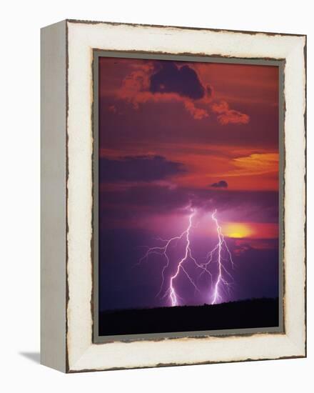 Lightning Storm at Sunset-Jim Zuckerman-Framed Premier Image Canvas