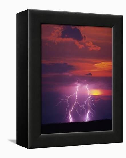 Lightning Storm at Sunset-Jim Zuckerman-Framed Premier Image Canvas