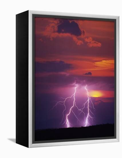 Lightning Storm at Sunset-Jim Zuckerman-Framed Premier Image Canvas