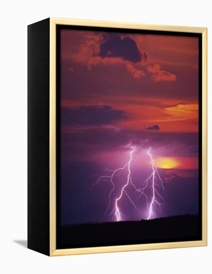 Lightning Storm at Sunset-Jim Zuckerman-Framed Premier Image Canvas