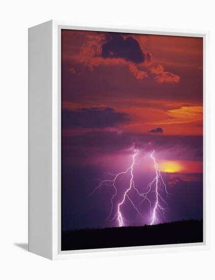 Lightning Storm at Sunset-Jim Zuckerman-Framed Premier Image Canvas