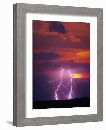 Lightning Storm at Sunset-Jim Zuckerman-Framed Photographic Print