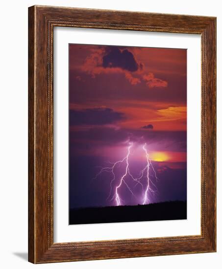 Lightning Storm at Sunset-Jim Zuckerman-Framed Photographic Print