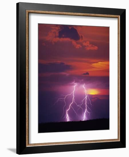 Lightning Storm at Sunset-Jim Zuckerman-Framed Photographic Print