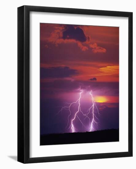 Lightning Storm at Sunset-Jim Zuckerman-Framed Photographic Print