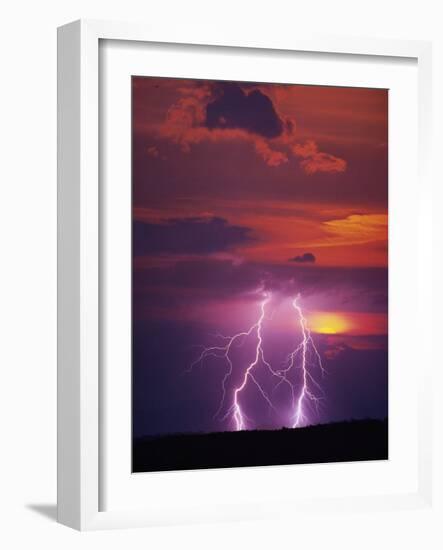 Lightning Storm at Sunset-Jim Zuckerman-Framed Photographic Print