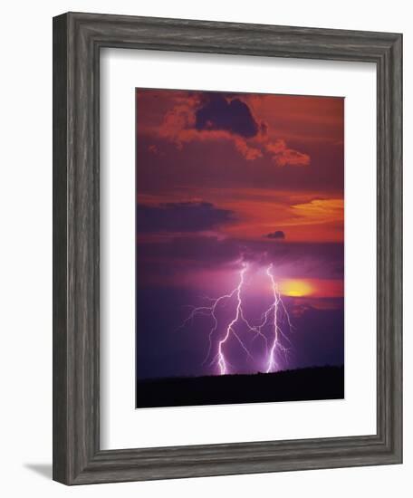 Lightning Storm at Sunset-Jim Zuckerman-Framed Photographic Print