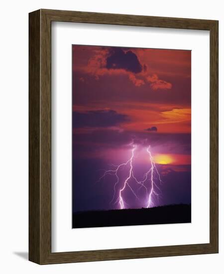 Lightning Storm at Sunset-Jim Zuckerman-Framed Photographic Print