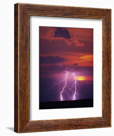 Lightning Storm at Sunset-Jim Zuckerman-Framed Photographic Print