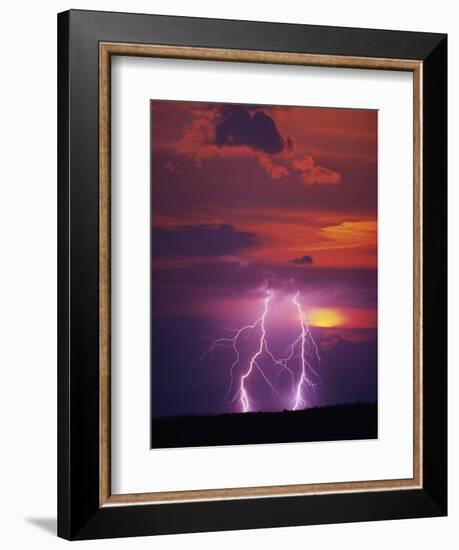 Lightning Storm at Sunset-Jim Zuckerman-Framed Photographic Print