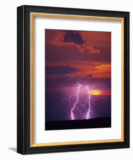 Lightning Storm at Sunset-Jim Zuckerman-Framed Photographic Print