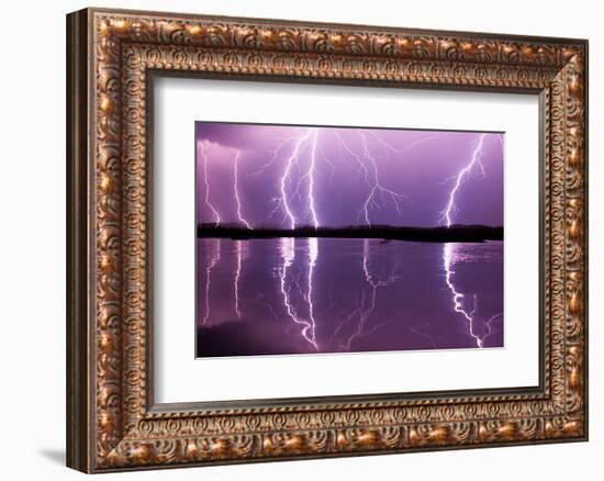 Lightning storm over Lake Csaj, Hungary-Bence Mate-Framed Photographic Print