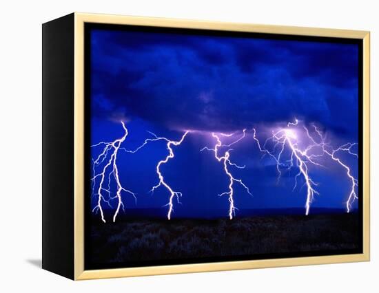 Lightning Storm over Prairie-Aaron Horowitz-Framed Premier Image Canvas