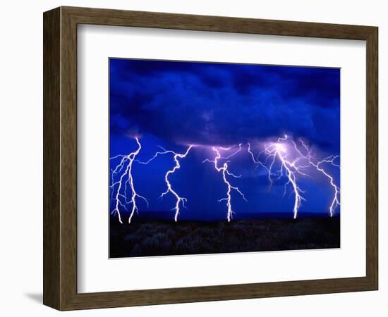 Lightning Storm over Prairie-Aaron Horowitz-Framed Photographic Print