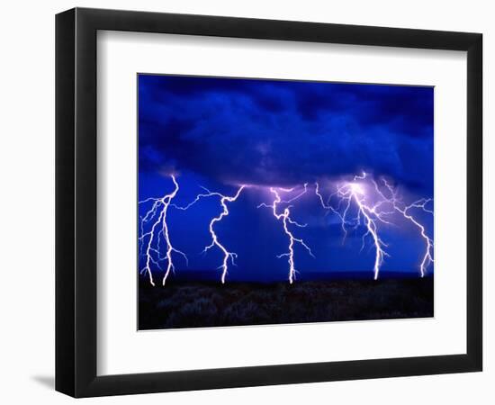 Lightning Storm over Prairie-Aaron Horowitz-Framed Photographic Print