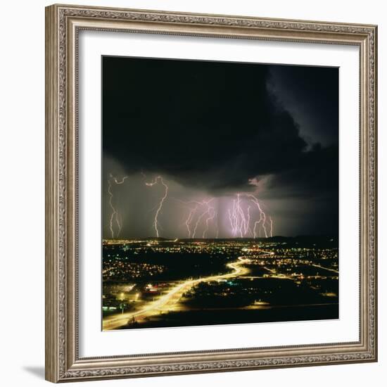 Lightning Storm Over Tucson, Arizona-Keith Kent-Framed Premium Photographic Print