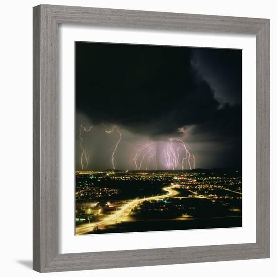 Lightning Storm Over Tucson, Arizona-Keith Kent-Framed Premium Photographic Print