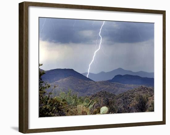 Lightning Strikes in the High Desert North of Phoenix, Ariz.-null-Framed Photographic Print