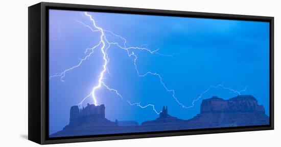 Lightning Striking Monument Valley, Utah Monument Valley Tribal Park Navajo Reservation-Tom Till-Framed Premier Image Canvas