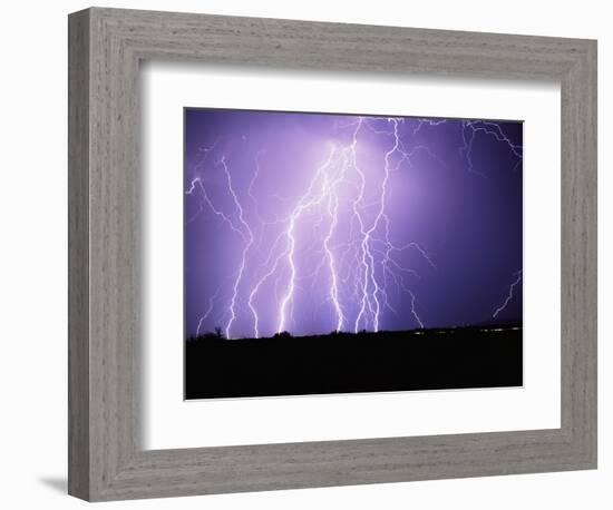 Lightning Striking the Ground-Warren Faidley-Framed Photographic Print