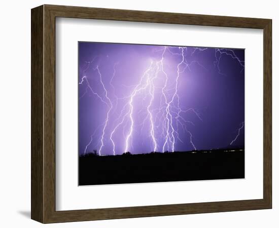 Lightning Striking the Ground-Warren Faidley-Framed Photographic Print