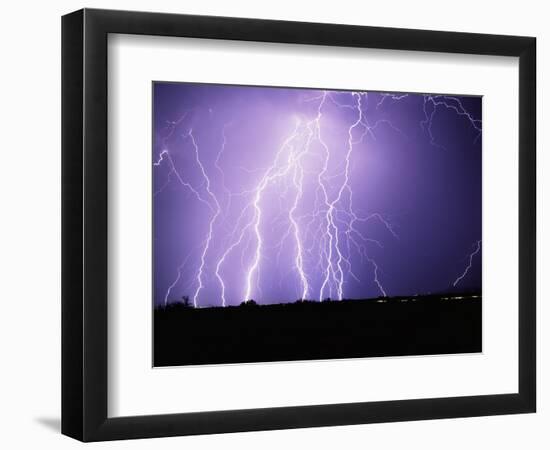 Lightning Striking the Ground-Warren Faidley-Framed Photographic Print